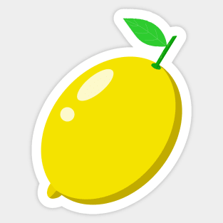 A whole yellow ripe lemon. Green sprig and leaf. Sticker